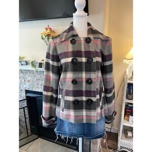 cabi pink and grey peacoat